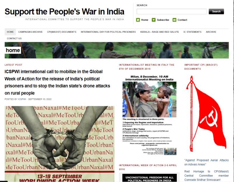 Dal blog  Comitato internazionale di sostegno della guerra popolare in India – ICSPWI