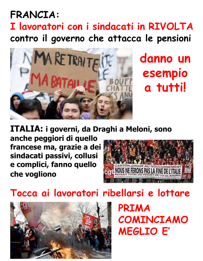 Italia come Francia: contro padroni e governo tocca ai lavoratori ribellarsi e lottare